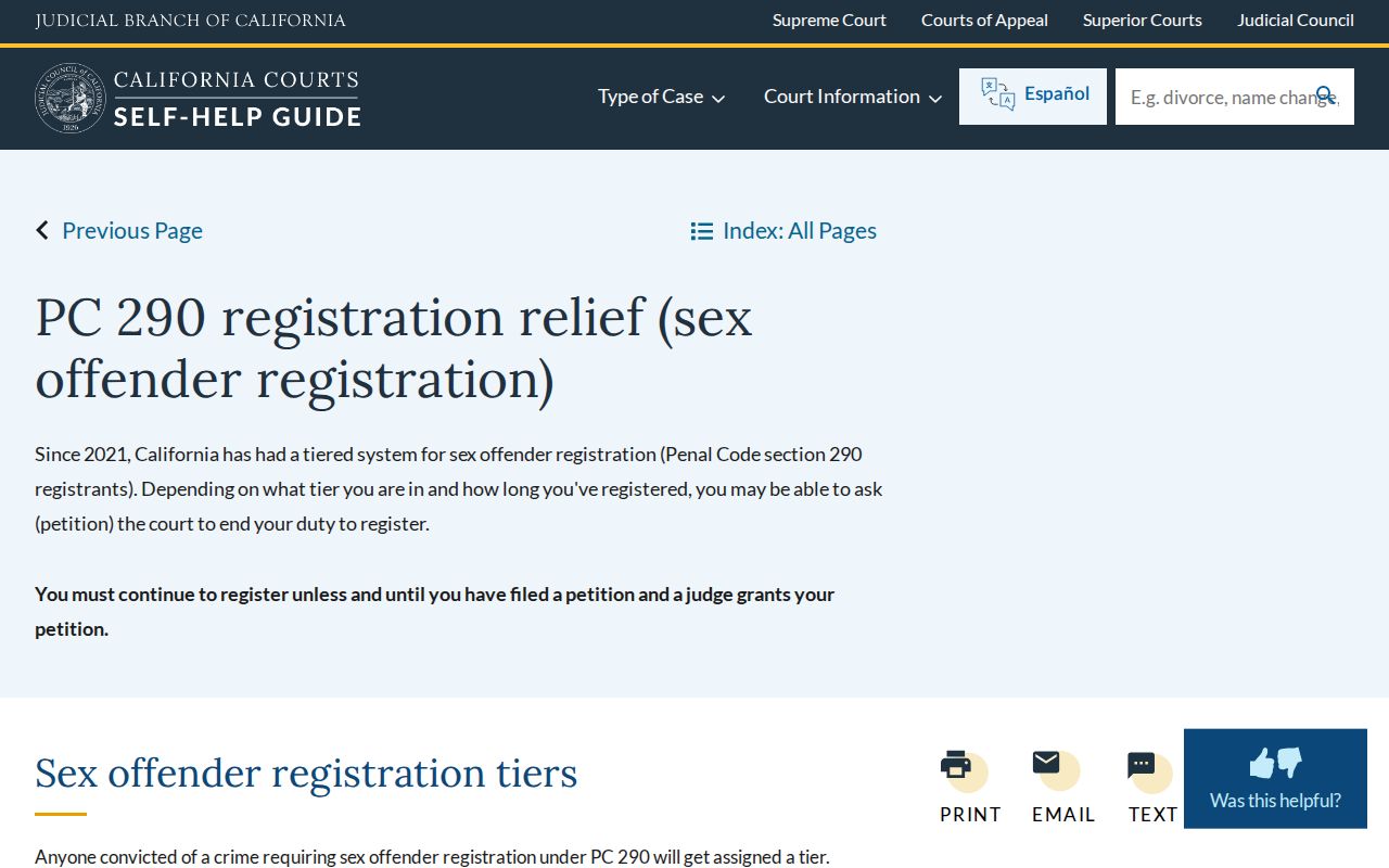 Mendocino County sex offender registry California court relief